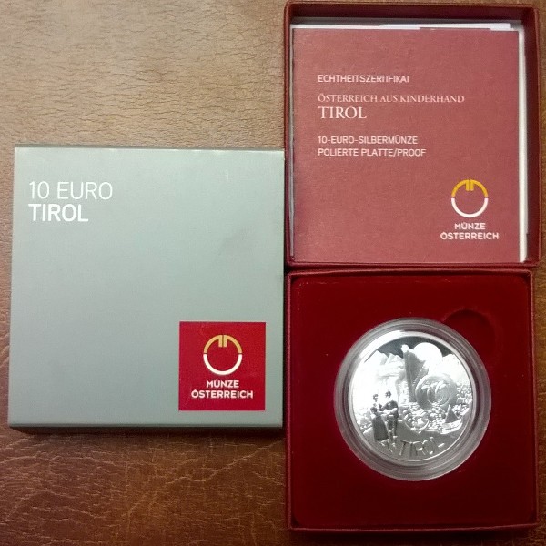 10 Euro 2014 Tirol Silber PP ANK Nr. 26