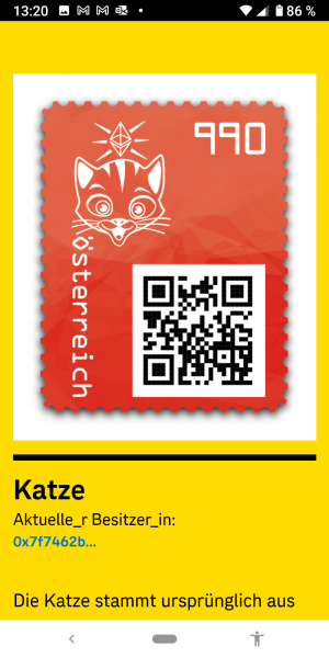 Crypto Stamp 4 - Katze Rot / 4 Cats red crypto stamp edition Postfrisch