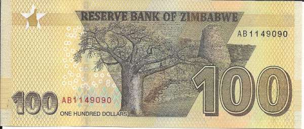 SIMBABWE / ZIMBABWE – 100 Dollars 2020 UNC Pick