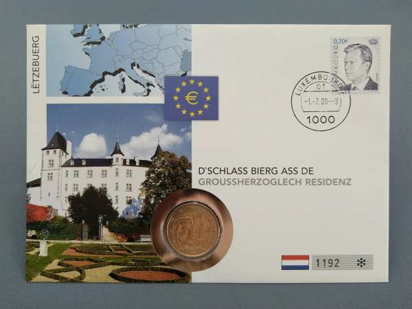 2 Euro Numisbrief "Schloss Berg" Luxemburg 2008