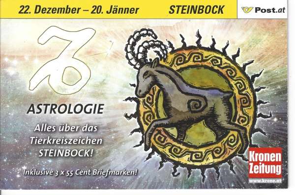 Astrologie Steinbock Postkartenheft mit 3 Marken 2007