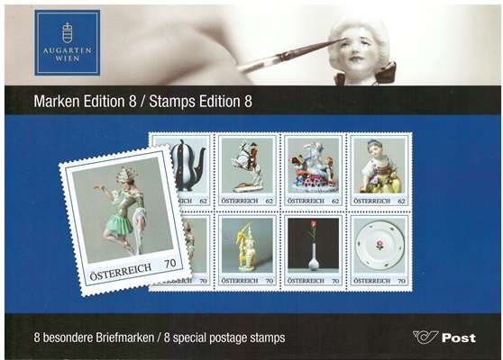 Augarten Porzellan 8 Briefmarken ME 8.16 12.7.2011