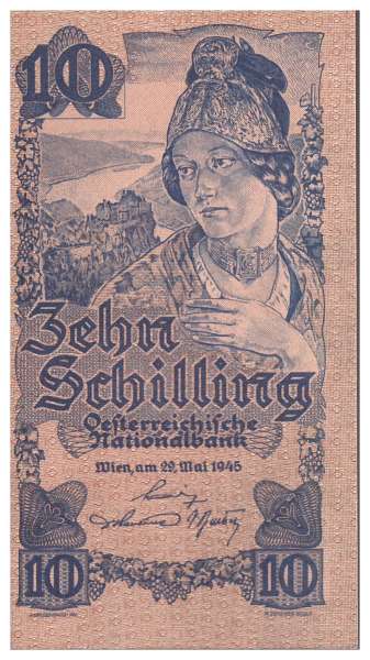 10 Schilling 1945 5-stellig 1128/89.767 ANK 251 Pick 114 unc.