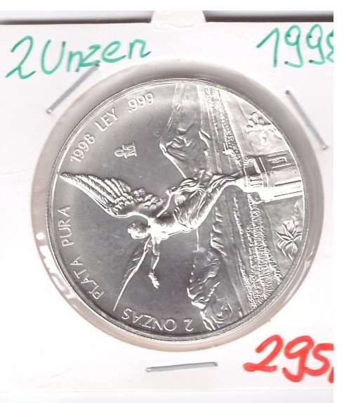 Mexiko 1998 Libertad Silbermünze 2oz Onza Plata Pura 999