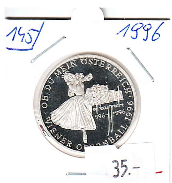 Nr. 145 Wiener Opernball Oh du mein Österreich 1996 Casinos Austria Silber Casino Jeton 100 Schillin