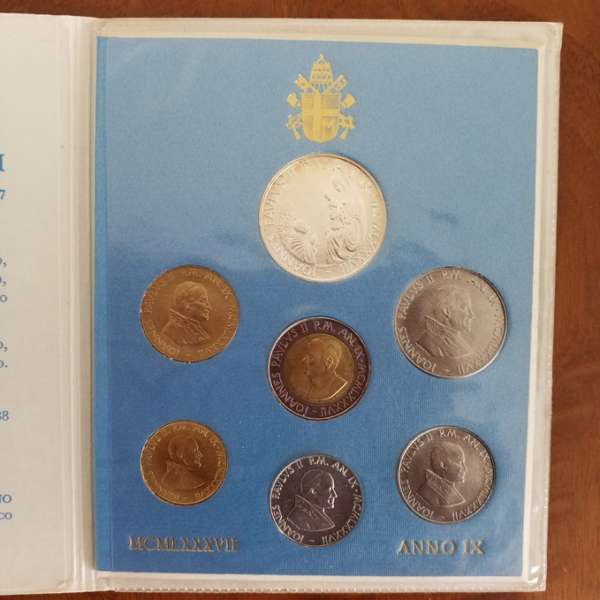 Vatikan Italien-Kirchenstaat Offizieller Kursmünzensatz 1987 Original KMS Johannes Paul II.