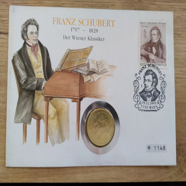 NB Franz Schubert 1992 mit 2 Schilling Münze Numisbrief