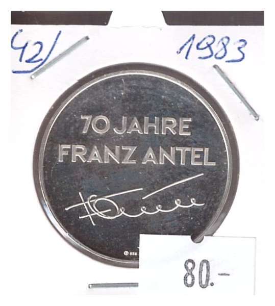 Nr. 042 70 Jahre Franz Antel 1983 Silber Casino Jeton 200 Schilling