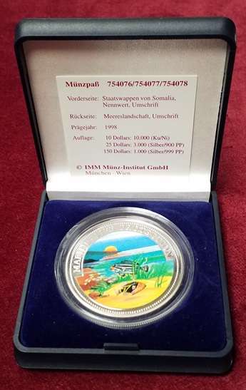25 Dollars 1998 Marine Life Protection Somalia Silber 5000 Stück