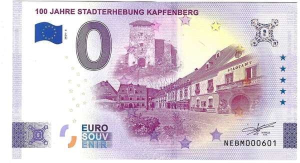 ANK.Nr. 100 Jahre Stadterhebung Kapfenberg 0 Euro Schein 2024-7