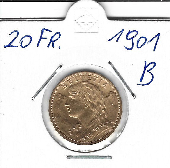 20 Franken 1901 B Vreneli Schweiz Gold