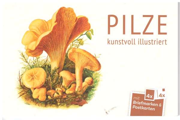 Pilze kunstvoll illustriert Briefmarken Heft mit 4 Marken