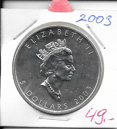 5 DOLLAR 2003 Canada Maple Leaf Silber 1 Unze