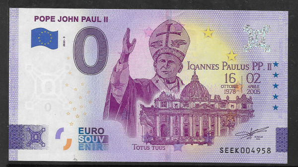 Papst John Paul II Pope John Paul II 0 Euro Schein 2022-3 Italien