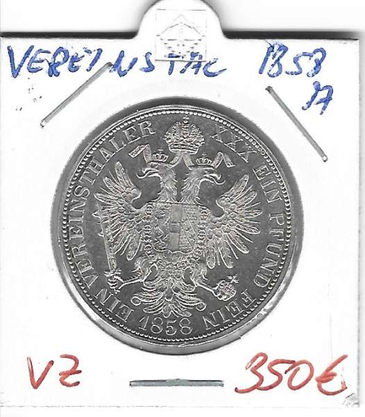 1 Vereins-Taler 1 1/2 Gulden 1858 A Silber Franz Joseph I