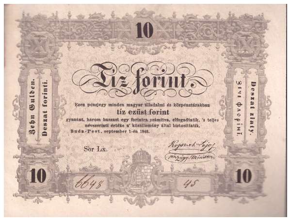 Ungarn / Hungary P.S117 10 Forint 1848 10 Gulden