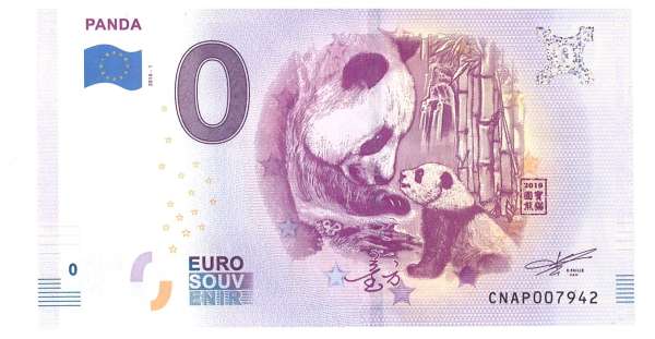 China Panda 0 Euro Schein 2018-1 - Unc