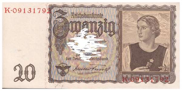 20 Reichsmark 16.6.1939 Ank.234