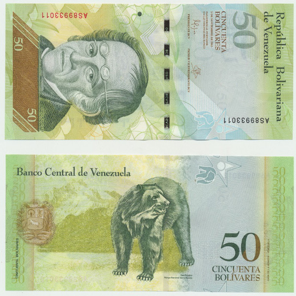 Venezuela – 50 Bolivares 5.11.2015, (P92k.) Erh. UNC