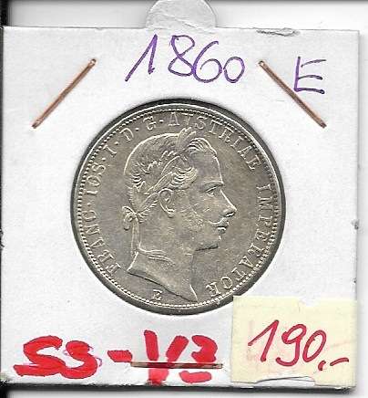 1 Gulden Fl 1860 E Silber Franz Joseph I