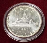 1 DOLLAR 1965 Canada Kanu SILBER  KANADA 1 DOLLAR 1965 Canada Kanu SILBER  KANADA