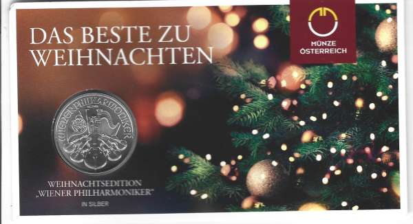 Christmas Edition 2022 Wiener Philharmoniker 1 Unze Feinsilber (999)