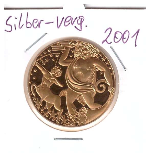 2001 Kalendermedaille Jahresregent Silber vergoldet