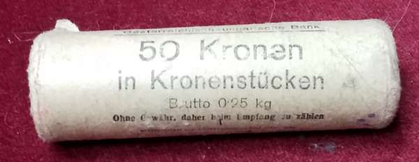 1 Krone 1915 Rolle zu 50 Kronen Silber Österr.-Ung.-Bank