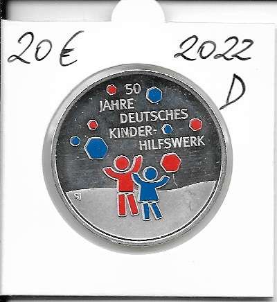 20 Euro 2022 D 50 Jahre Deutsches Kinder Hilfswerk