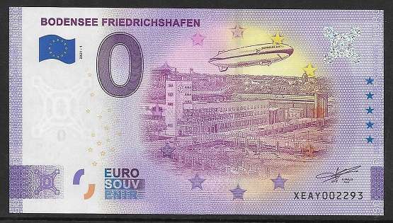 0 Euro Schein Deutschland 2021 · Friedrichshafen · Bodensee · Souvenir o Null € Banknote 