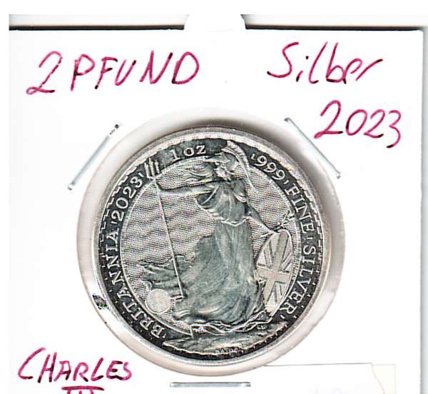 2 Pounds 2023 - Britannia - 1 Oz Silber Great Britain Charles III