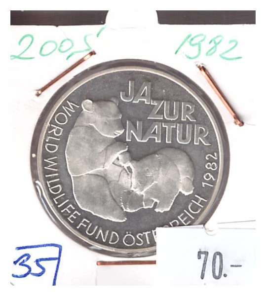 Nr. 035 Ja zur Natur WWF Bären 1982 Silber Casino Jeton 200 Schilling