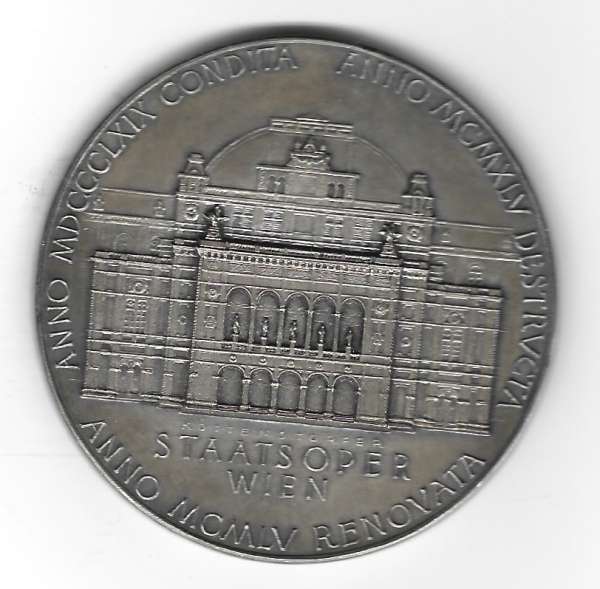 Wien, Große Bronze Medaille Wiener Staatsoper 1983,200 Aufführung Staatsoper Wien