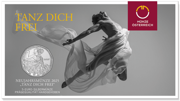 5 Euro 2025 Silber Neujahrsmünze Tanz dich Frei HGH