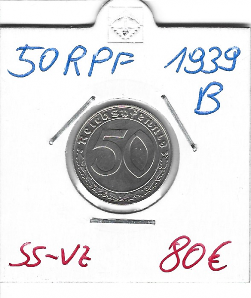 50 RPF Reichspfennig 1939 B