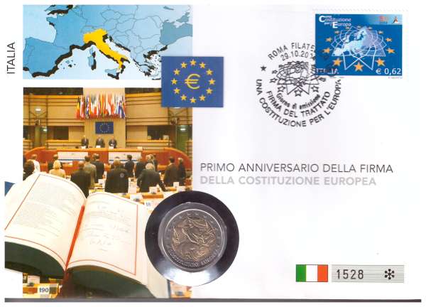 Numisbrief 2 Euro Italien 2005 Konstitution