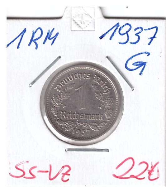 1 RM Reichsmark 1937 G Nickel