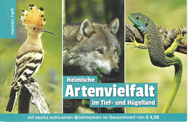 Heimische Artenvielfalt im Tirf und Hügelland Briefmarken Heft mit 6 Marken-