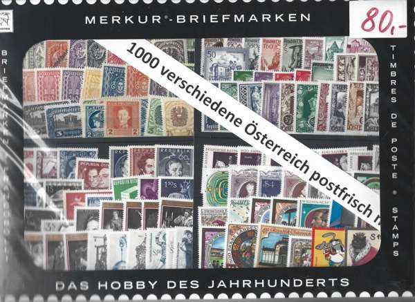 1000 Postfrische verschiedene Österreich Briefmarkenpaket