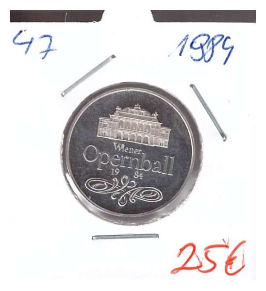 Nr. 047 Wiener Opernball Opernhaus 1984 Silber Casino Jeton 100 Schilling