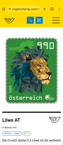 Crypto Stamp 5.1 - Löwe Grün crypto stamp edition Postfrisch