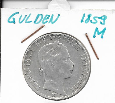 1 Gulden Fl 1859 M Silber Franz Joseph I