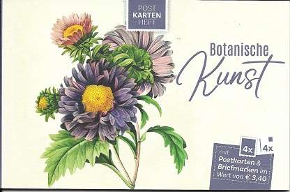 Botanische Kunst Postkartenheft mit 4 Marken