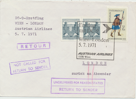 Erstflug Aua DC-9 Wien - London 5.7.1971