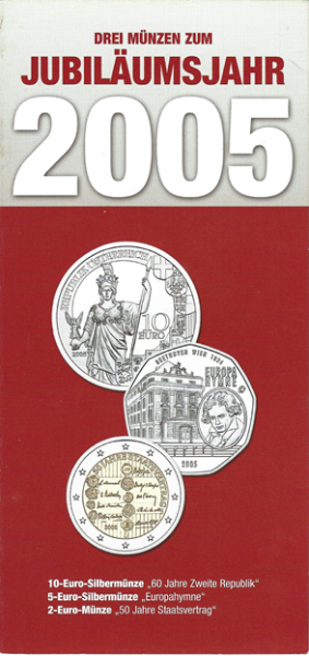 3 Münzen zum Jubiläumsjahr 2005 Flyer FOLDER