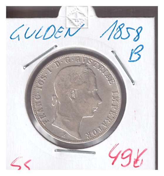 1 Gulden Fl 1858 B Silber Franz Joseph