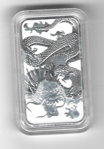 Dragon Drache Australien 1 Dollar 2022 - Rechteck-Anlagemünze 31,1g Silber Unze