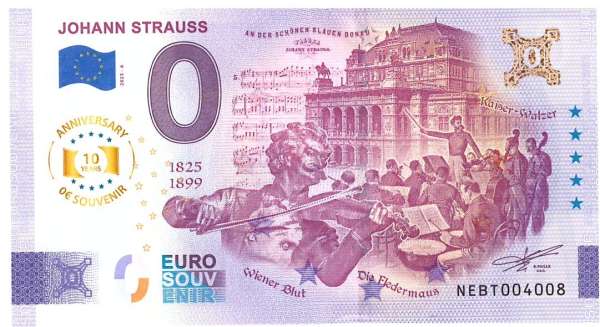 ANK.Nr. Johann Strauss 0 Euro Schein 2025-6 Anniversary