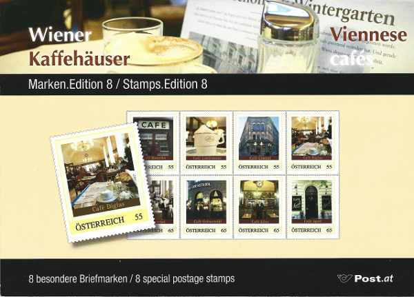 Wiener Kaffeehäuser ME 8.2 Briefmarken Marken Edition 8 13.3.2009