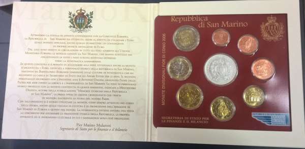San Marino 2006 KMS Coinset Münzset Kursmünzensatz Blister